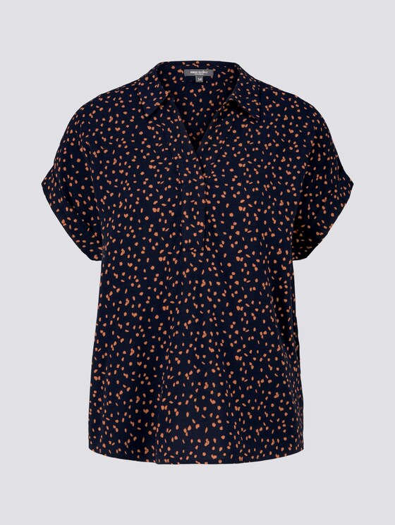 Gemustertes Blusenshirt - Frauen - navy orange dot design Gemustertes Blusenshirt - Frauen - navy orange dot design - 7 - Mine to five