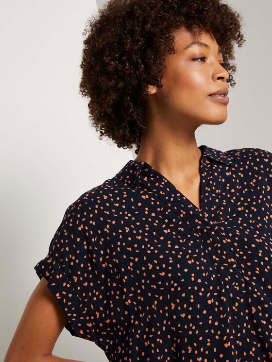 Gemustertes Blusenshirt - Frauen - navy orange dot design Gemustertes Blusenshirt - Frauen - navy orange dot design - 9 - Mine to five
