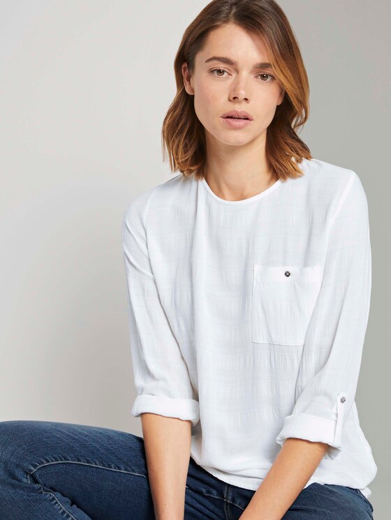 Tunika Bluse mit Brusttasche - Frauen - Off White Tunika Bluse mit Brusttasche - Frauen - Off White - 5 - TOM TAILOR Denim