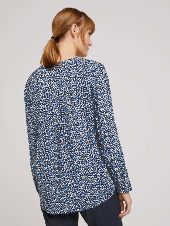 Gemusterte Henley-Bluse mit Turn-Ups - Frauen - navy blue floral design Gemusterte Henley-Bluse mit Turn-Ups - Frauen - navy blue floral design - 2 - TOM TAILOR