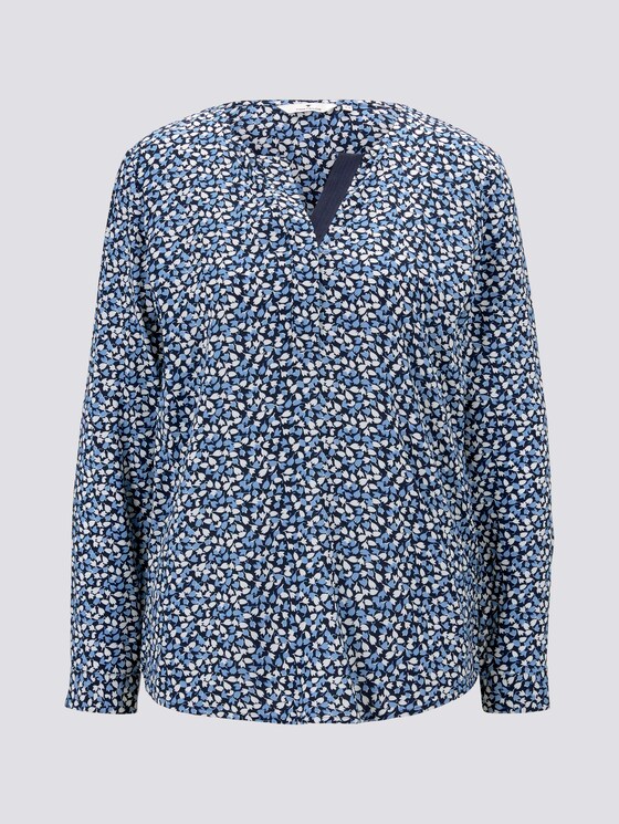 Gemusterte Henley-Bluse mit Turn-Ups - Frauen - navy blue floral design Gemusterte Henley-Bluse mit Turn-Ups - Frauen - navy blue floral design - 7 - TOM TAILOR