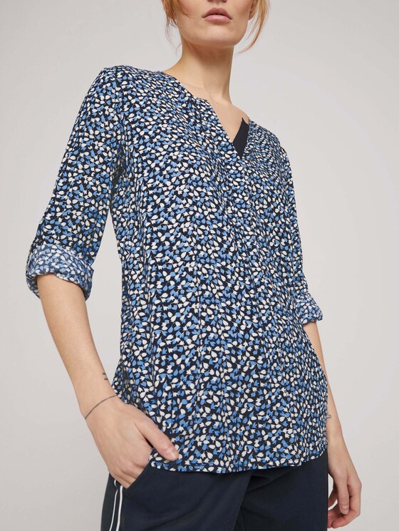 Gemusterte Henley-Bluse mit Turn-Ups - Frauen - navy blue floral design Gemusterte Henley-Bluse mit Turn-Ups - Frauen - navy blue floral design - 9 - TOM TAILOR