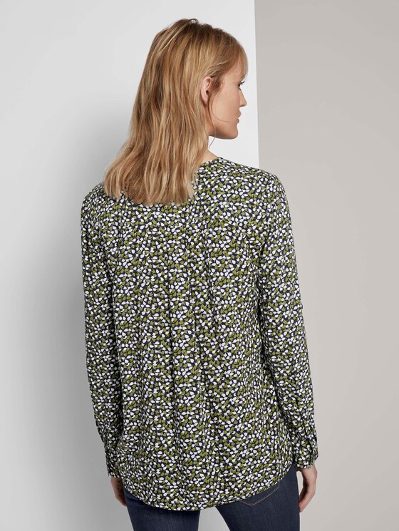Gemusterte Henley-Bluse mit Turn-Ups - Frauen - navy green floral design Gemusterte Henley-Bluse mit Turn-Ups - Frauen - navy green floral design - 2 - TOM TAILOR