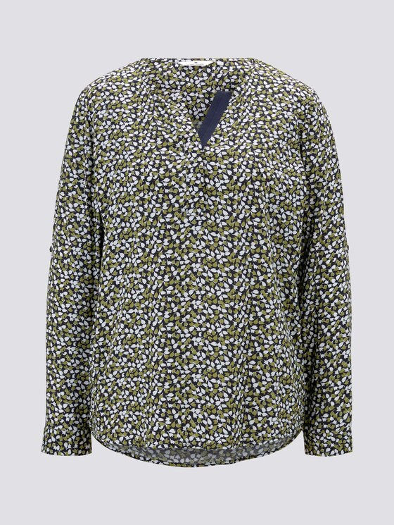 Gemusterte Henley-Bluse mit Turn-Ups - Frauen - navy green floral design Gemusterte Henley-Bluse mit Turn-Ups - Frauen - navy green floral design - 7 - TOM TAILOR