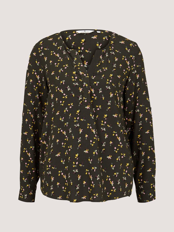 Henley shirt with turn-ups - Women - dark rosin floral design Henley shirt with turn-ups - Women - dark rosin floral design - 7 - TOM TAILOR