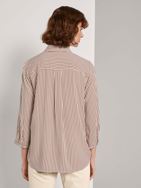 Gestreifte Hemdbluse - Frauen - camel white stripe Gestreifte Hemdbluse - Frauen - camel white stripe - 2 - TOM TAILOR
