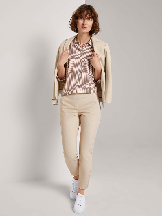Gestreifte Hemdbluse - Frauen - camel white stripe Gestreifte Hemdbluse - Frauen - camel white stripe - 3 - TOM TAILOR
