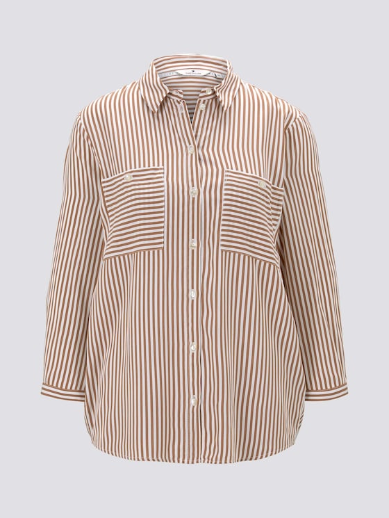 Gestreifte Hemdbluse - Frauen - camel white stripe Gestreifte Hemdbluse - Frauen - camel white stripe - 7 - TOM TAILOR