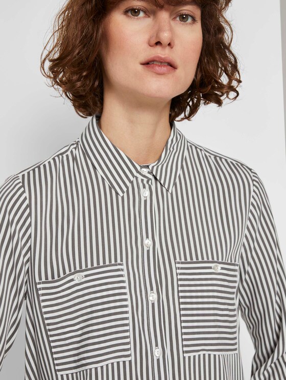 Gestreifte Hemdbluse - Frauen - grey vertical stripe Gestreifte Hemdbluse - Frauen - grey vertical stripe - 9 - TOM TAILOR