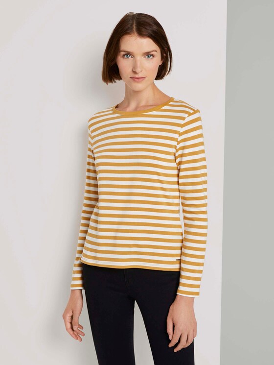 Striped long-sleeved shirt - Women - yellow white stripe Striped long-sleeved shirt - Women - yellow white stripe - 1 - TOM TAILOR Denim