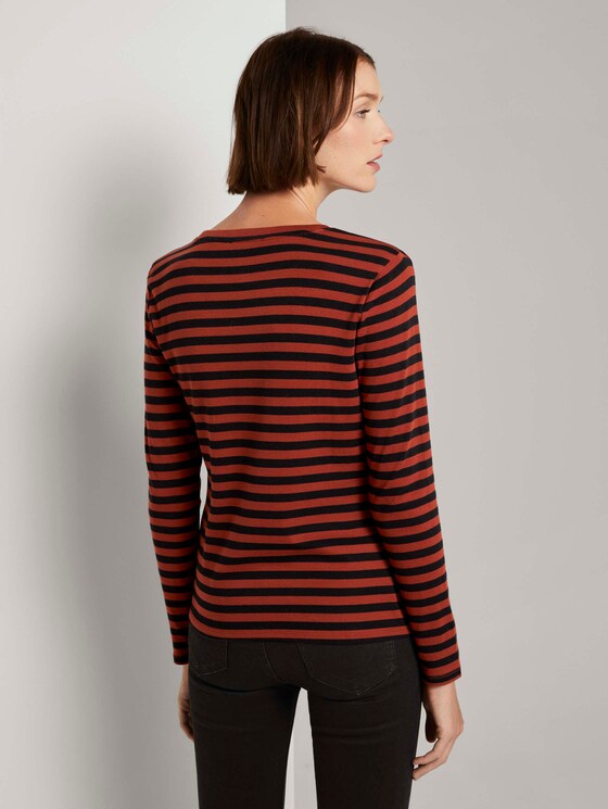 Gestreiftes Langarmshirt - Frauen - rust black stripe Gestreiftes Langarmshirt - Frauen - rust black stripe - 2 - TOM TAILOR Denim