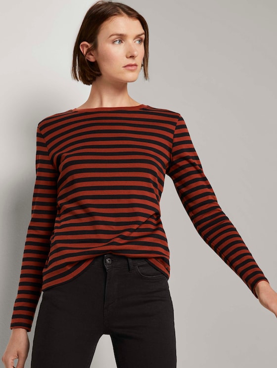 Gestreiftes Langarmshirt - Frauen - rust black stripe Gestreiftes Langarmshirt - Frauen - rust black stripe - 5 - TOM TAILOR Denim
