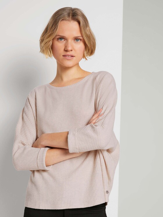 T-Shirt mit Fledermausärmeln - Frauen - creme beige melange T-Shirt mit Fledermausärmeln - Frauen - creme beige melange - 1 - TOM TAILOR Denim