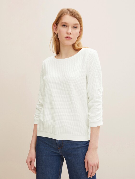 Strukturiertes Sweatshirt - Frauen - Off White Strukturiertes Sweatshirt - Frauen - Off White - 1 - TOM TAILOR Denim