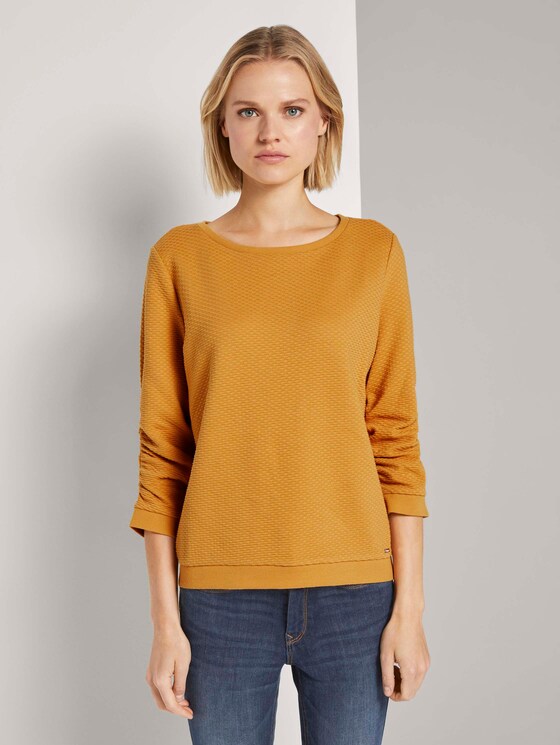 Strukturiertes Sweatshirt - Frauen - Indian Spice Yellow Strukturiertes Sweatshirt - Frauen - Indian Spice Yellow - 1 - TOM TAILOR Denim