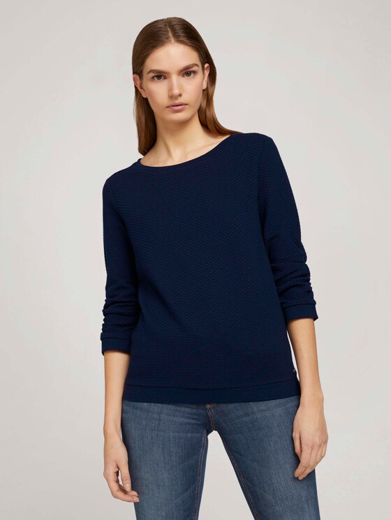 Textured sweatshirt - Women - Sky Captain Blue Textured sweatshirt - Women - Sky Captain Blue - 1 - TOM TAILOR Denim