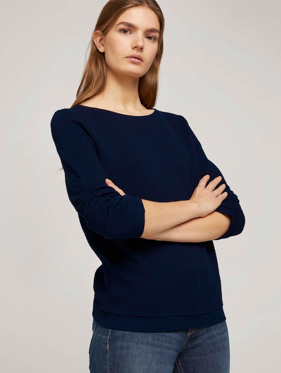 Textured sweatshirt - Women - Sky Captain Blue Textured sweatshirt - Women - Sky Captain Blue - 5 - TOM TAILOR Denim