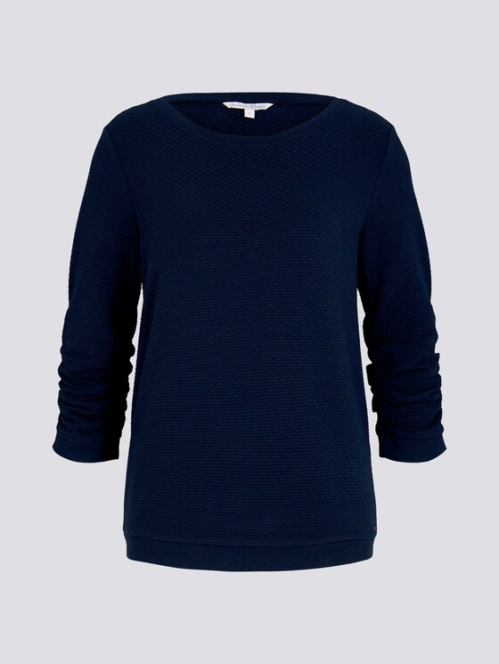 Textured sweatshirt - Women - Sky Captain Blue Textured sweatshirt - Women - Sky Captain Blue - 7 - TOM TAILOR Denim