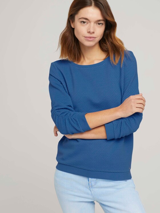 Strukturiertes Sweatshirt mit Bio-Baumwolle - Frauen - mid blue Strukturiertes Sweatshirt mit Bio-Baumwolle - Frauen - mid blue - 5 - TOM TAILOR Denim