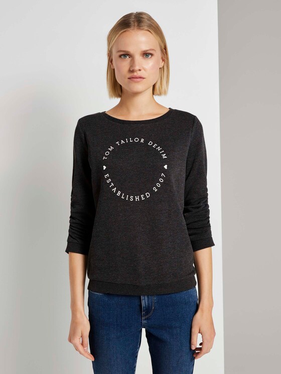 Print-Sweatshirt mit 3/4-Arm - Frauen - Shale Grey Melange Print-Sweatshirt mit 3/4-Arm - Frauen - Shale Grey Melange - 1 - TOM TAILOR Denim