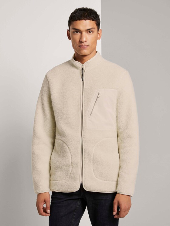Teddy-Jacke mit Stehkragen - Männer - smoke white Teddy-Jacke mit Stehkragen - Männer - smoke white - 1 - TOM TAILOR Denim