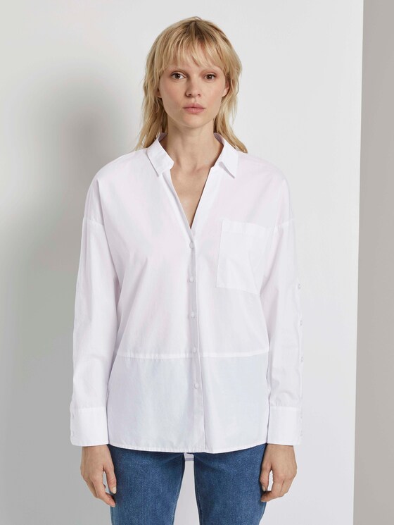 Hemdbluse mit Knopfleistendetail am Ärmel - Frauen - White Hemdbluse mit Knopfleistendetail am Ärmel - Frauen - White - 1 - Mine to five