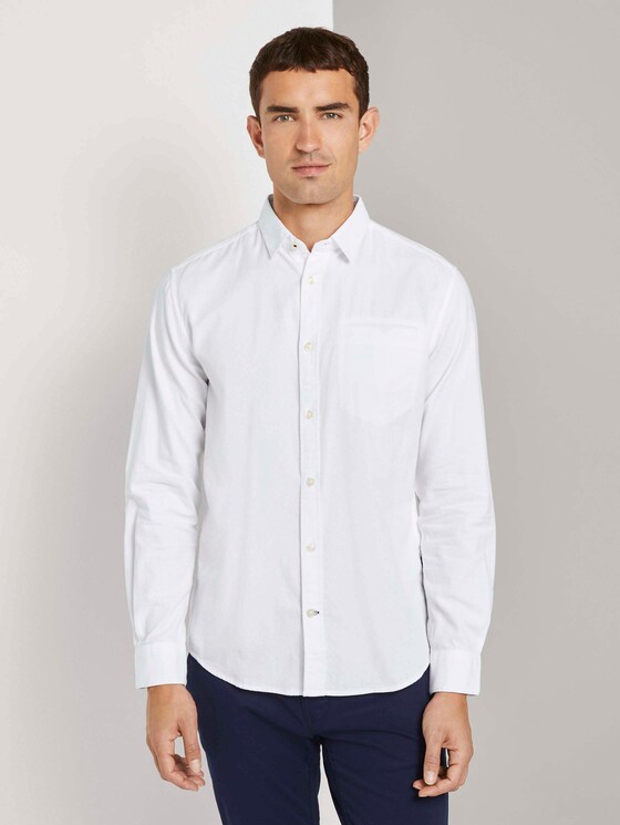 Gemustertes Hemd mit Brusttasche - Männer - White Gemustertes Hemd mit Brusttasche - Männer - White - 1 - TOM TAILOR