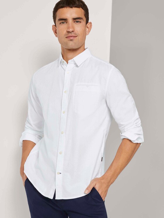 Gemustertes Hemd mit Brusttasche - Männer - White Gemustertes Hemd mit Brusttasche - Männer - White - 5 - TOM TAILOR