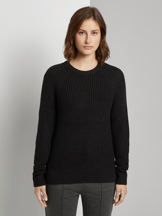 Basic Pullover mit Raglan-Ärmeln - Frauen - Deep Black Basic Pullover mit Raglan-Ärmeln - Frauen - Deep Black - 1 - TOM TAILOR Denim