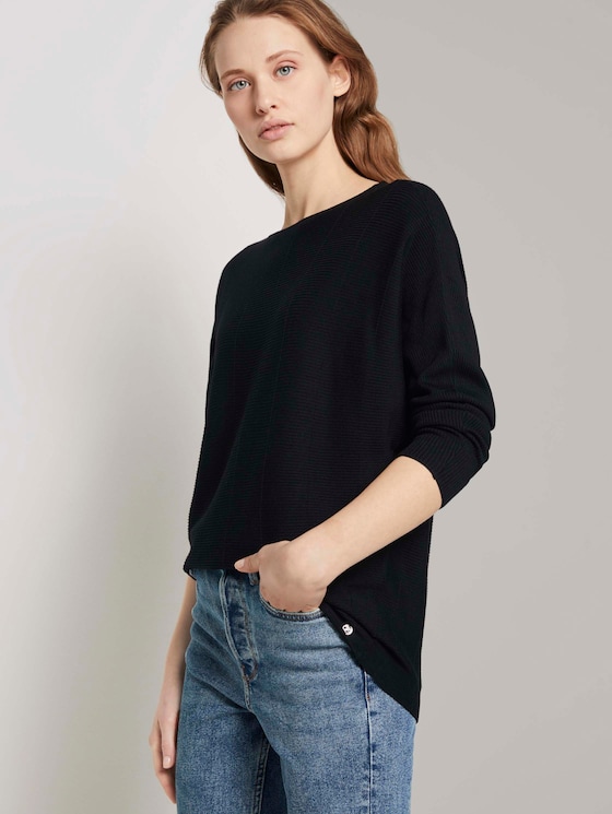 Pullover mit Fledermausärmeln - Frauen - Deep Black Pullover mit Fledermausärmeln - Frauen - Deep Black - 5 - TOM TAILOR Denim