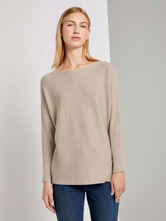 Pullover mit Fledermausärmeln - Frauen - cozy beige melange Pullover mit Fledermausärmeln - Frauen - cozy beige melange - 1 - TOM TAILOR Denim