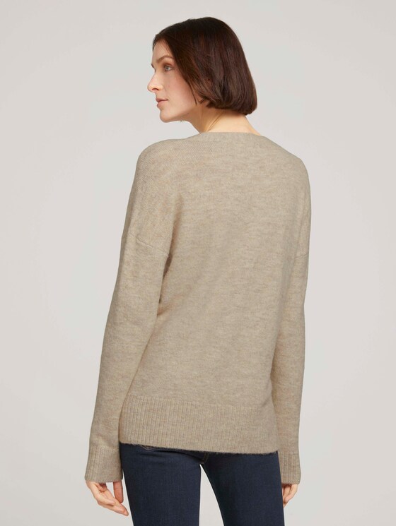 Pullover mit V-Ausschnitt - Frauen - cozy beige melange Pullover mit V-Ausschnitt - Frauen - cozy beige melange - 2 - TOM TAILOR Denim