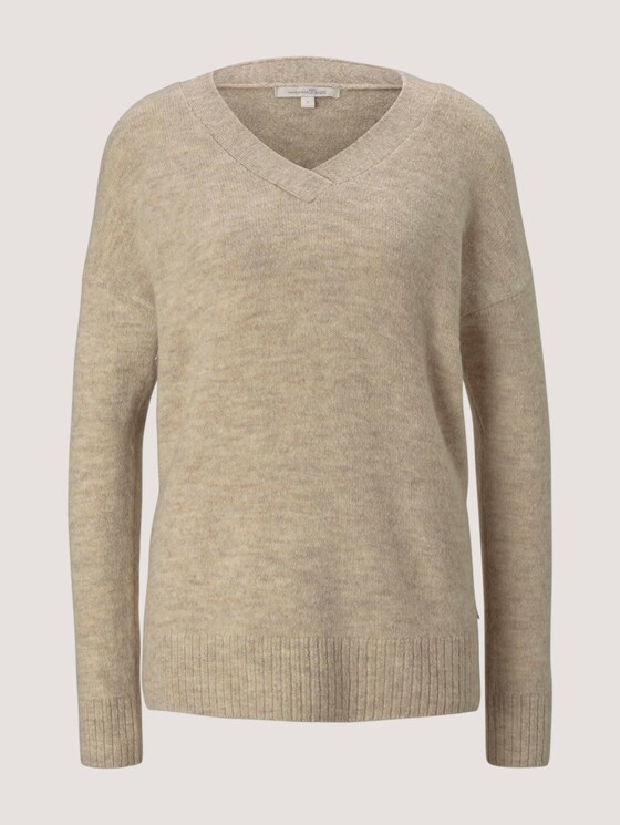 Pullover mit V-Ausschnitt - Frauen - cozy beige melange Pullover mit V-Ausschnitt - Frauen - cozy beige melange - 7 - TOM TAILOR Denim