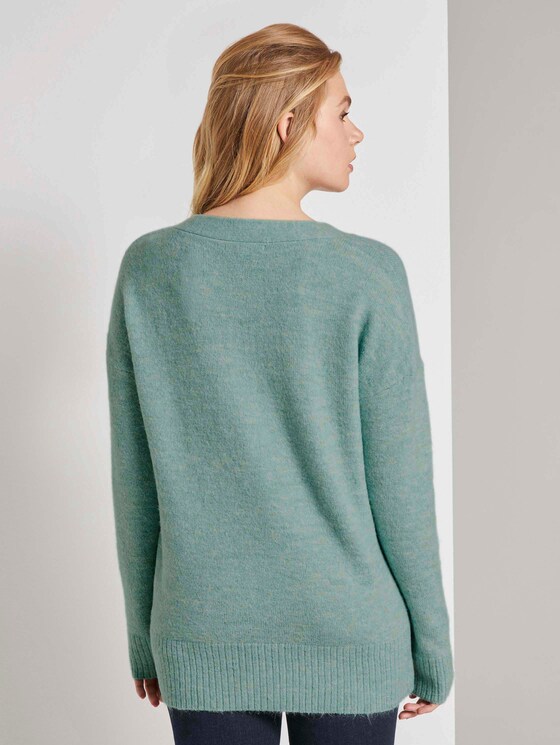 Pullover mit V-Ausschnitt - Frauen - mineral stone blue melange Pullover mit V-Ausschnitt - Frauen - mineral stone blue melange - 2 - TOM TAILOR Denim