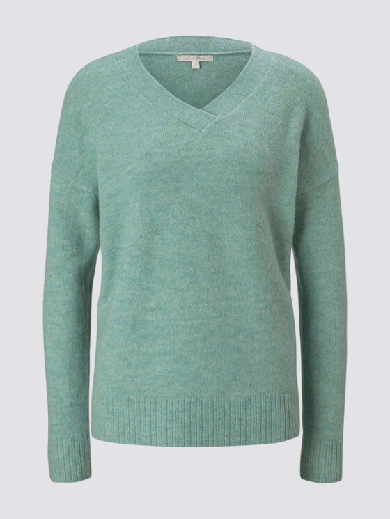 Pullover mit V-Ausschnitt - Frauen - mineral stone blue melange Pullover mit V-Ausschnitt - Frauen - mineral stone blue melange - 7 - TOM TAILOR Denim