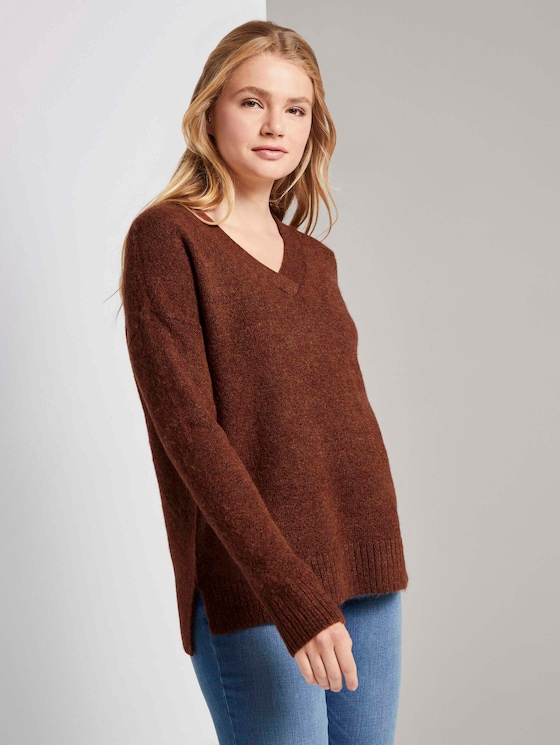 Pullover mit V-Ausschnitt - Frauen - rust orange melange Pullover mit V-Ausschnitt - Frauen - rust orange melange - 5 - TOM TAILOR Denim