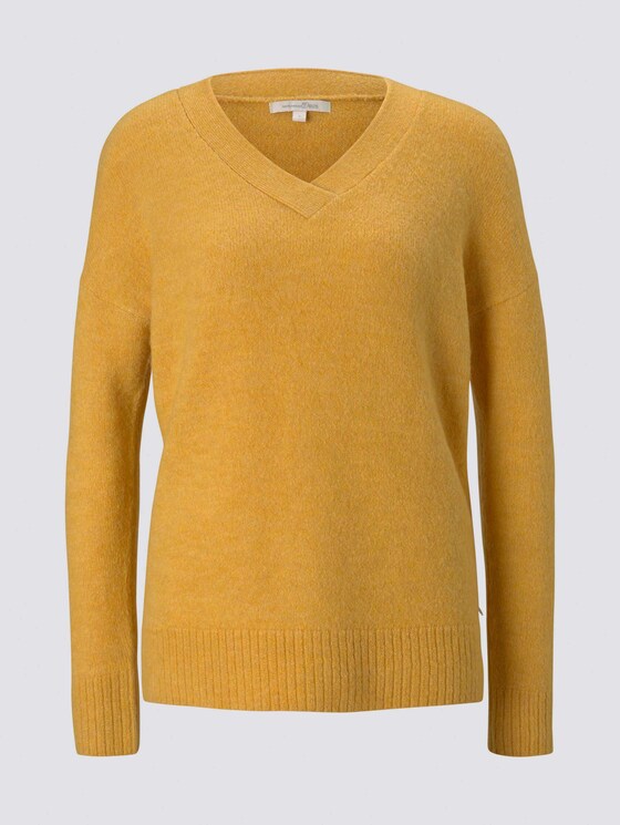 Pullover mit V-Ausschnitt - Frauen - indian spice yellow melange Pullover mit V-Ausschnitt - Frauen - indian spice yellow melange - 7 - TOM TAILOR Denim