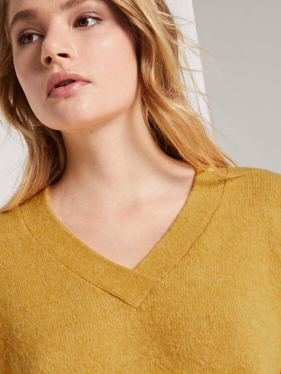 Pullover mit V-Ausschnitt - Frauen - indian spice yellow melange Pullover mit V-Ausschnitt - Frauen - indian spice yellow melange - 9 - TOM TAILOR Denim