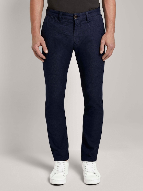 Gemusterte Travis Slim Chinohose mit Struktur von Men, blue two tone structure