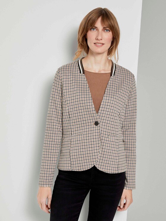 Karierter Jersey-Blazer - Frauen - camel small check Karierter Jersey-Blazer - Frauen - camel small check - 1 - TOM TAILOR