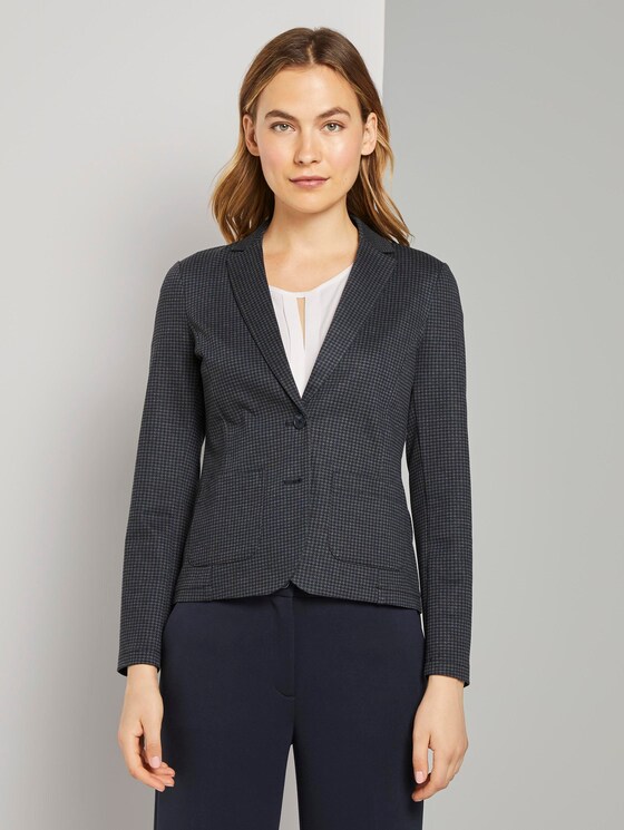 Slim fit blazer with a houndstooth pattern - Women - grey houndtooth check Slim fit blazer with a houndstooth pattern - Women - grey houndtooth check - 1 - TOM TAILOR