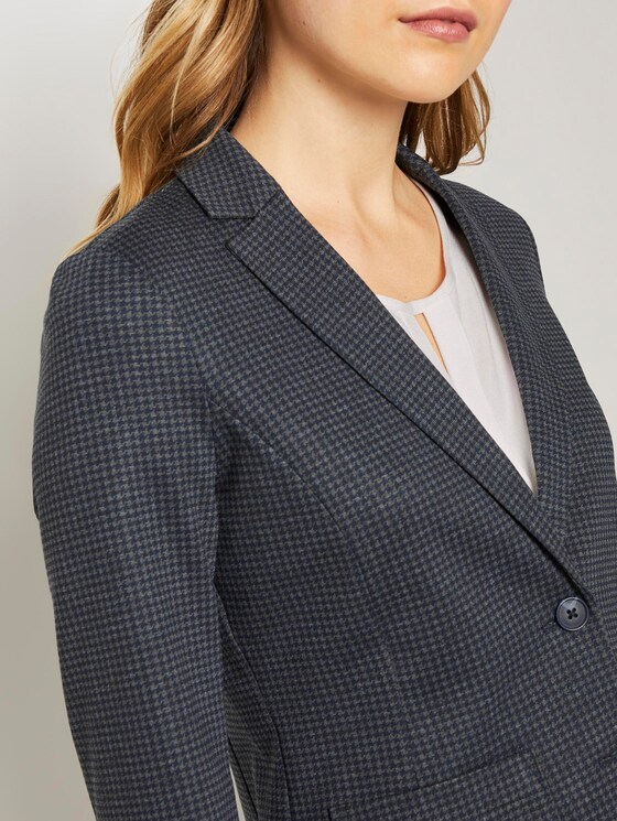 Slim fit blazer with a houndstooth pattern - Women - grey houndtooth check Slim fit blazer with a houndstooth pattern - Women - grey houndtooth check - 9 - TOM TAILOR