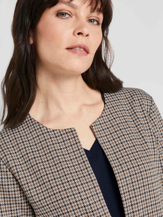 Kragenloser Longblazer im Karomuster - Frauen - camel small check Kragenloser Longblazer im Karomuster - Frauen - camel small check - 10 - TOM TAILOR