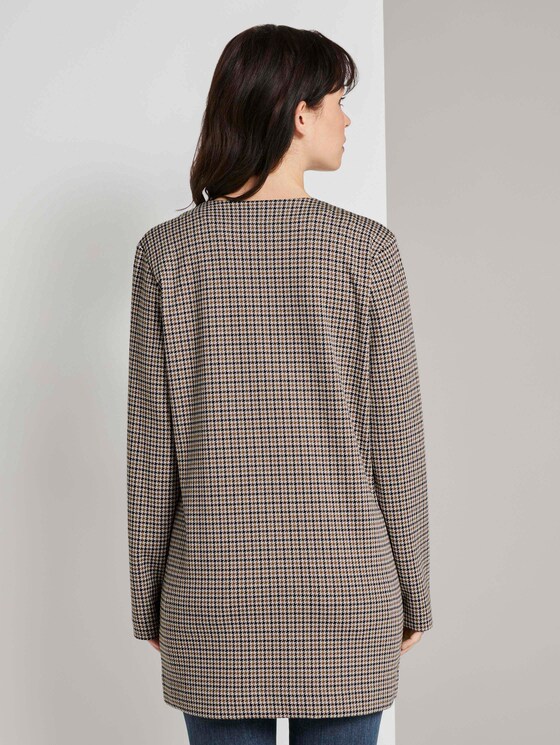Kragenloser Longblazer im Karomuster - Frauen - camel small check Kragenloser Longblazer im Karomuster - Frauen - camel small check - 2 - TOM TAILOR