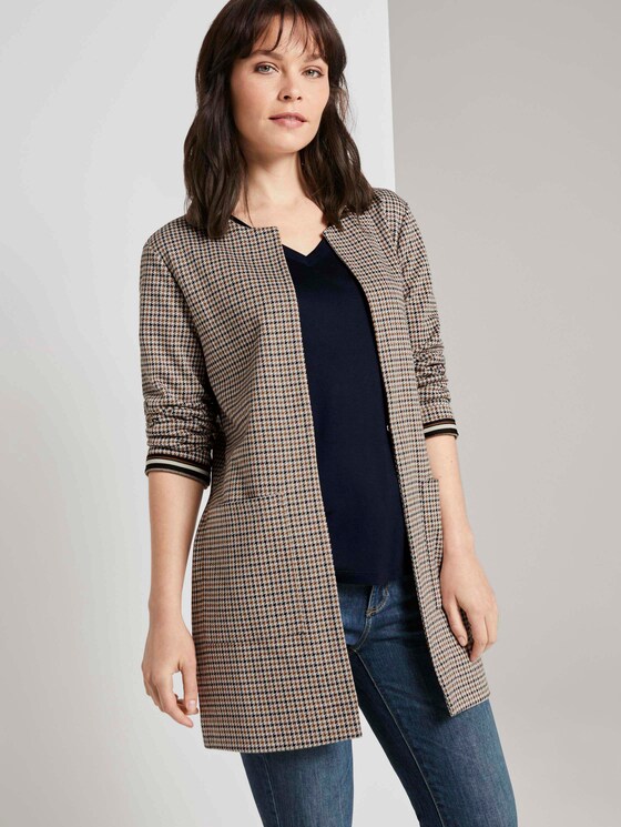 Kragenloser Longblazer im Karomuster - Frauen - camel small check Kragenloser Longblazer im Karomuster - Frauen - camel small check - 5 - TOM TAILOR