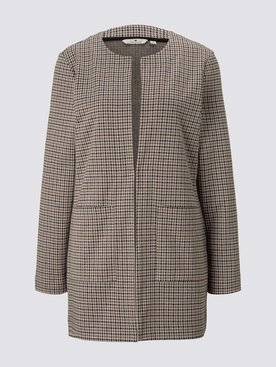 Kragenloser Longblazer im Karomuster - Frauen - camel small check Kragenloser Longblazer im Karomuster - Frauen - camel small check - 7 - TOM TAILOR