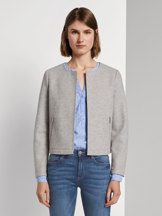 Kurzer Blazer mit Taschen - Frauen - Silver Grey Melange Kurzer Blazer mit Taschen - Frauen - Silver Grey Melange - 1 - TOM TAILOR