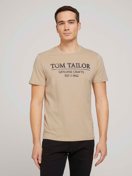 T-Shirt mit Bio-Baumwolle - Männer - Sandy Beige T-Shirt mit Bio-Baumwolle - Männer - Sandy Beige - 1 - TOM TAILOR
