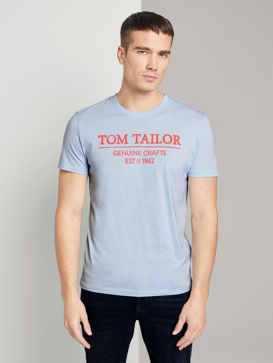 T-Shirt mit Bio-Baumwolle - Männer - Light Metal Blue T-Shirt mit Bio-Baumwolle - Männer - Light Metal Blue - 1 - TOM TAILOR