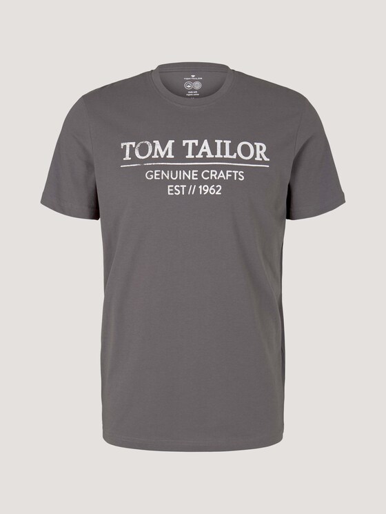 T-Shirt with a logo print - Men - Quiet Mid Grey T-Shirt with a logo print - Men - Quiet Mid Grey - 7 - TOM TAILOR